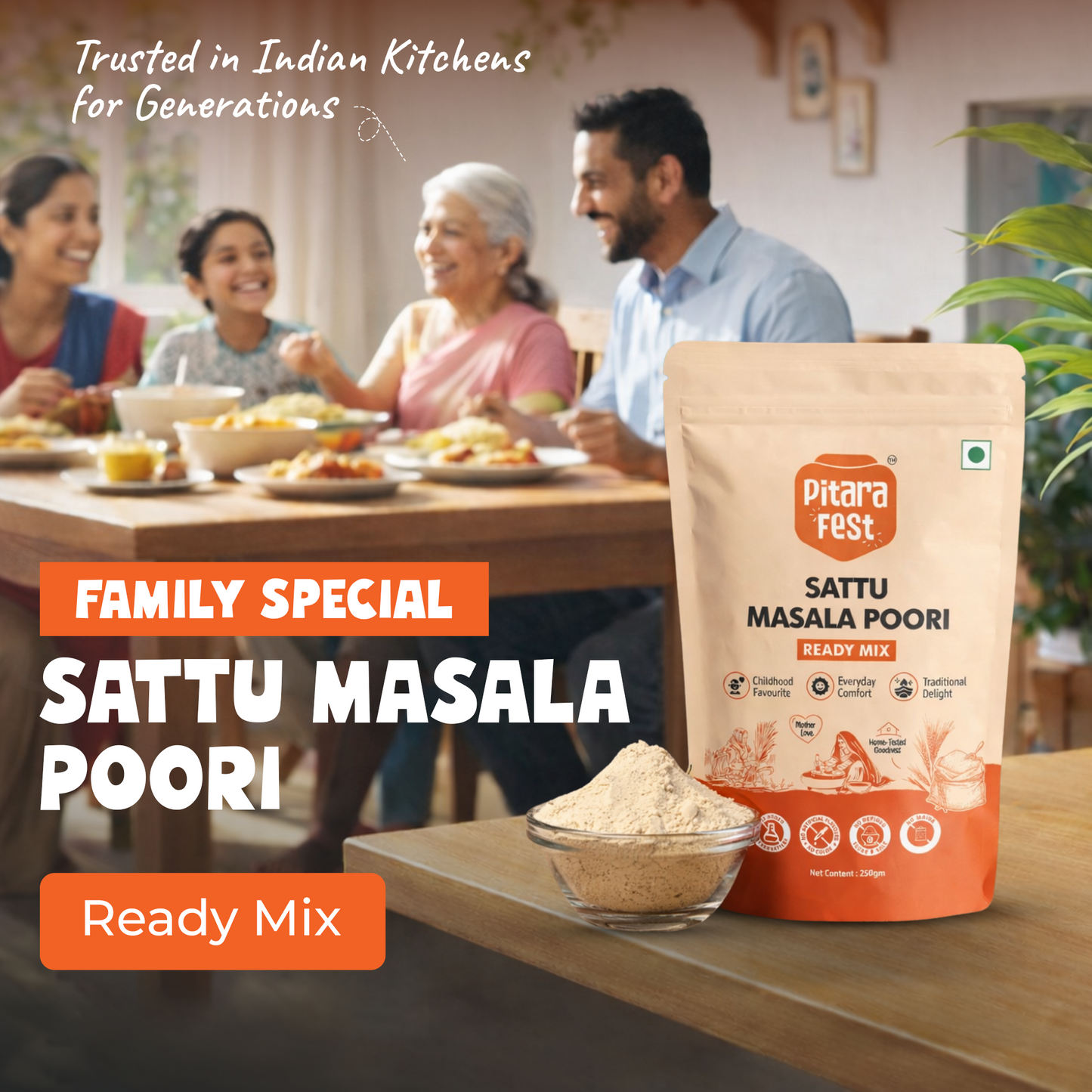 Breakfast Combo - Sattu Cheela Mix 200gm & Sattu Masala Poori Mix 250gm