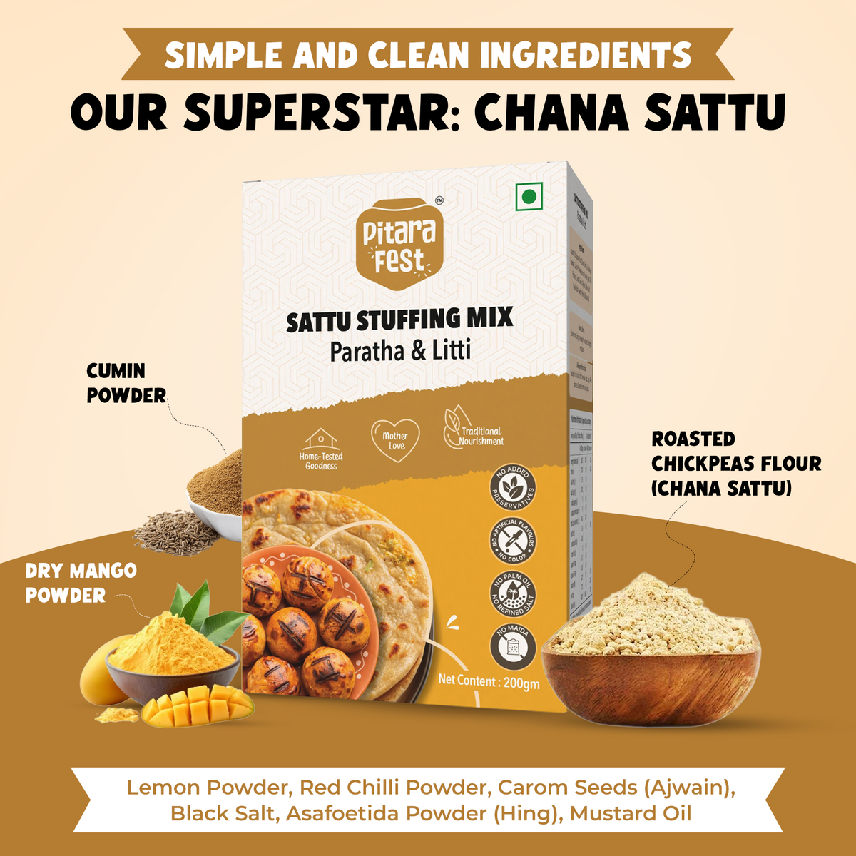 Sattu Stuffing Mix (Paratha & Litti)
