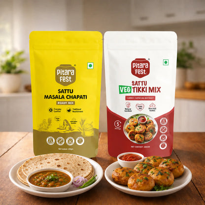 Mix & Match Combo - Sattu Veg Tikki Mix 200gm & Sattu Masala Chapati Mix 250gm