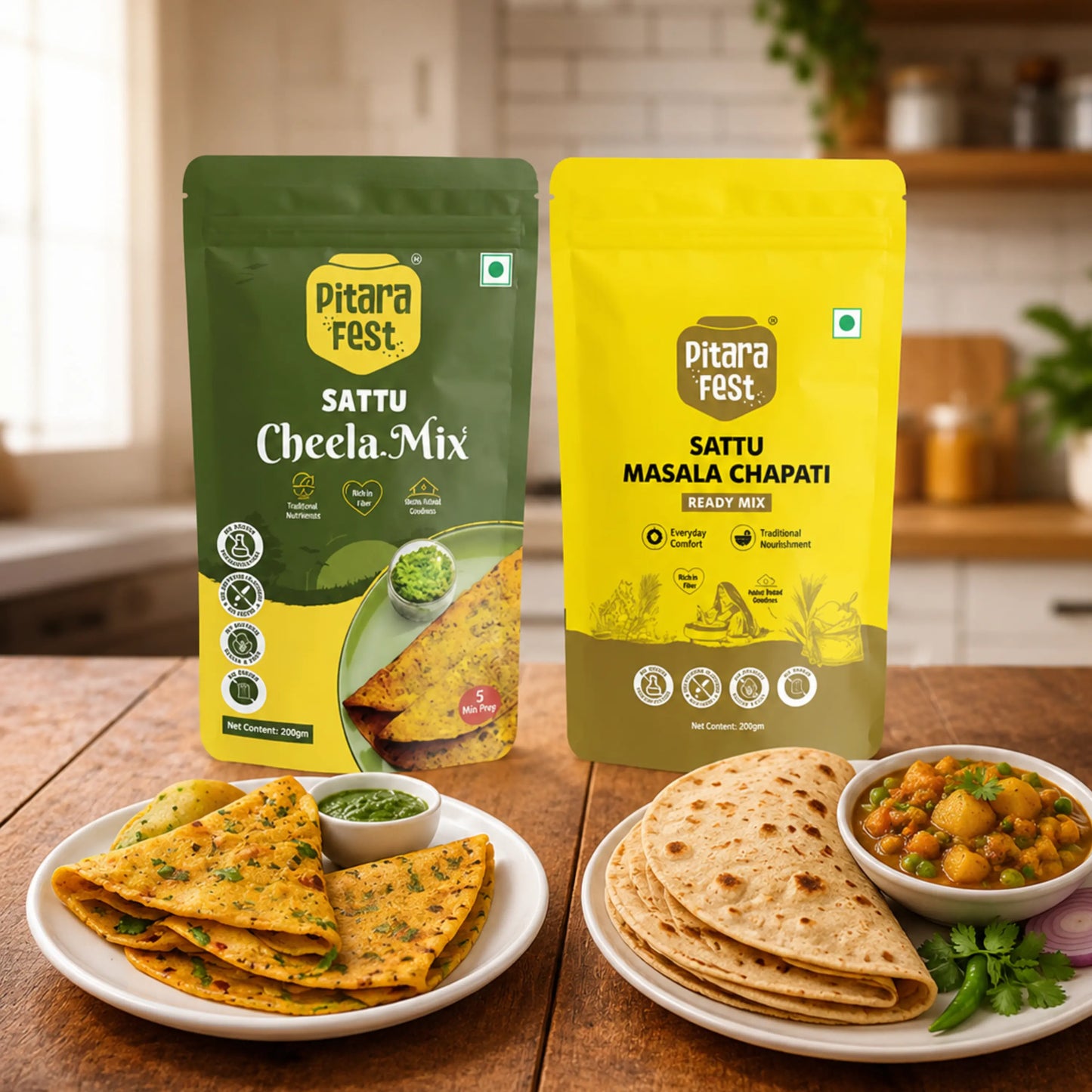 Value Treat - Sattu Cheela Mix 200gm & Sattu Masala Chapati Mix 250gm