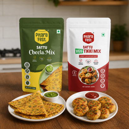 Healthy Couple - Sattu Veg Tikki Mix 200gm & Sattu Cheela Mix 200gm