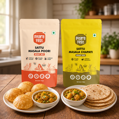 Desi Jodi - Sattu Masala Poori Mix 250gm & Sattu Masala Chapati Mix 250gm
