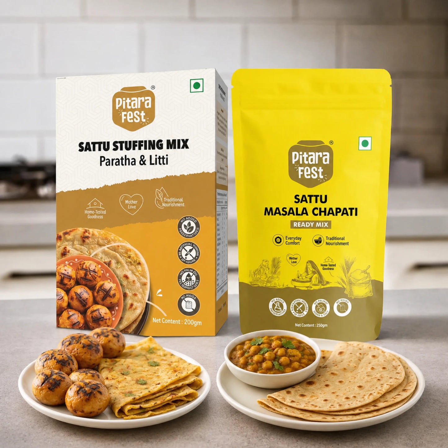 Meal Combo - Sattu Stuffing Mix 200gm & Sattu Masala Chapati Mix 250gm
