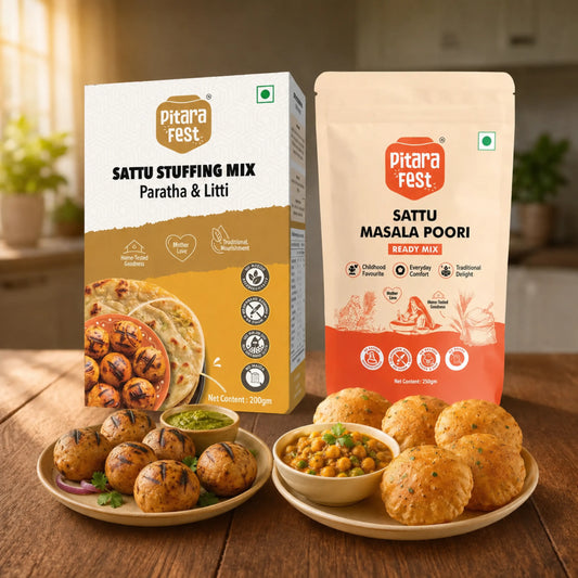 Tasty Jodi - Sattu Stuffing Mix 200gm & Sattu Masala Poori Mix 250gm