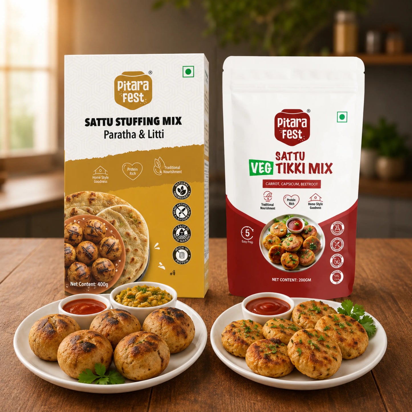 Pitara Special - Sattu Veg Tikki Mix 200gm & Sattu Stuffing Mix 200gm
