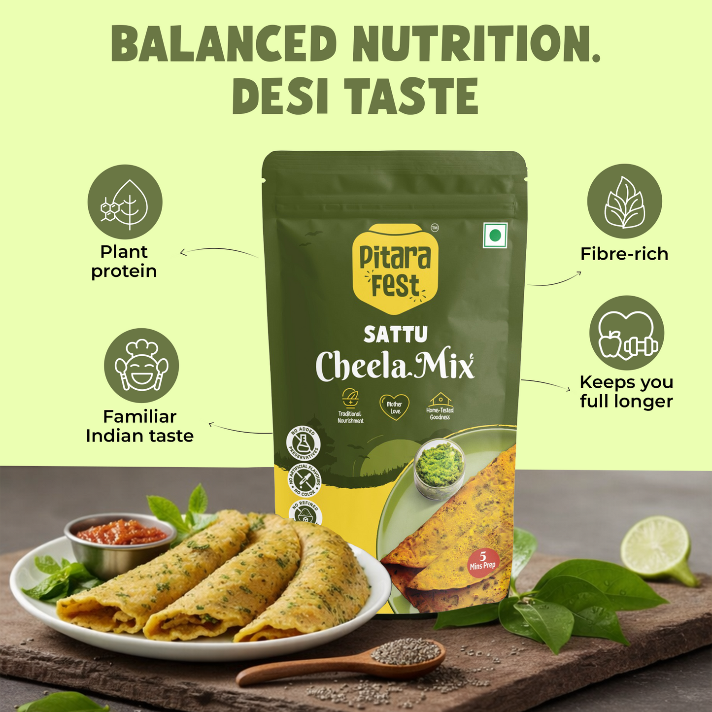 Healthy Couple - Sattu Veg Tikki Mix 200gm & Sattu Cheela Mix 200gm