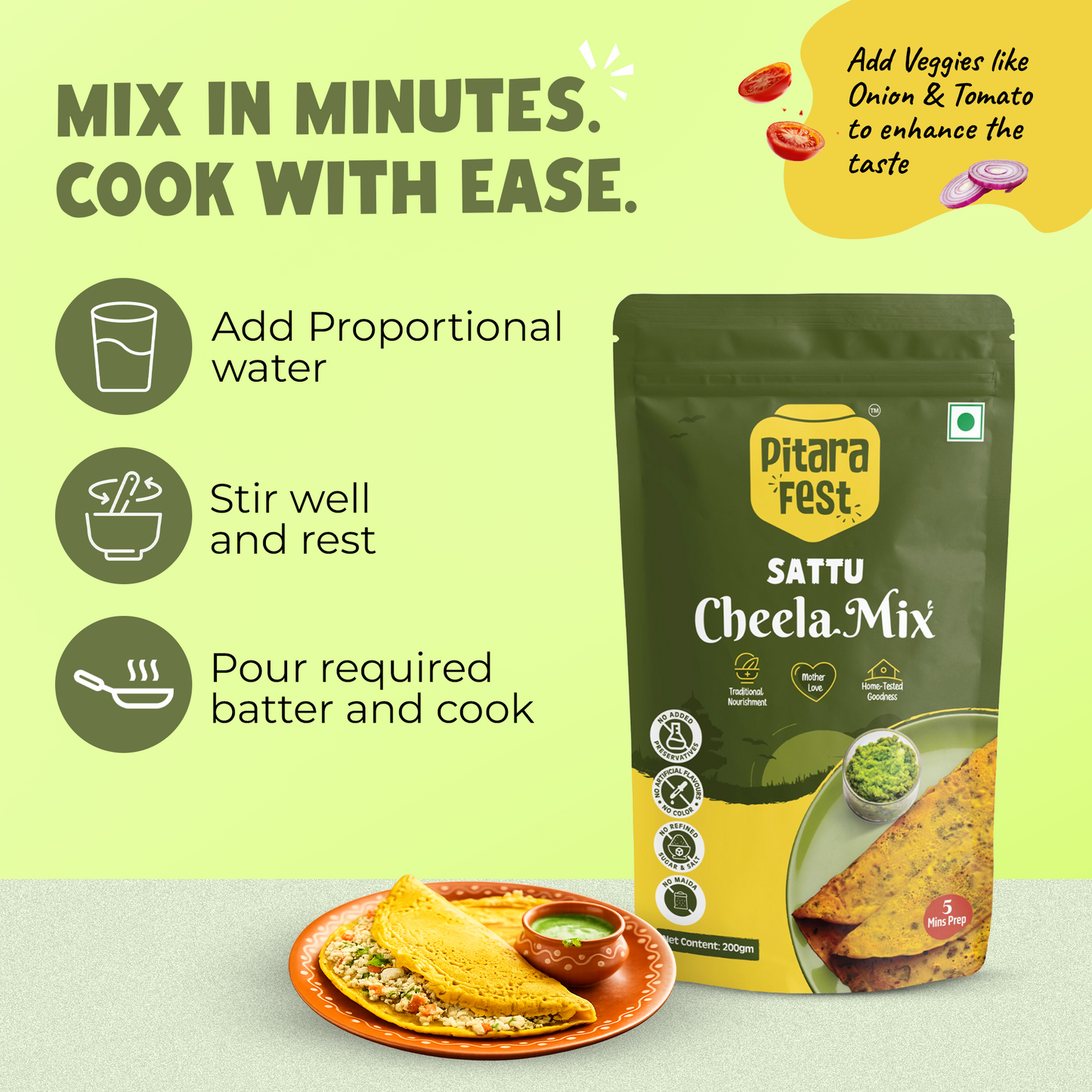 Healthy Couple - Sattu Veg Tikki Mix 200gm & Sattu Cheela Mix 200gm