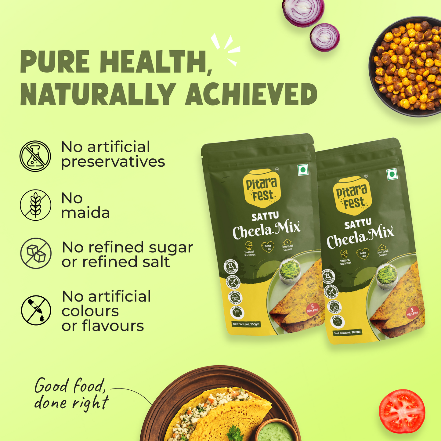 Healthy Couple - Sattu Veg Tikki Mix 200gm & Sattu Cheela Mix 200gm