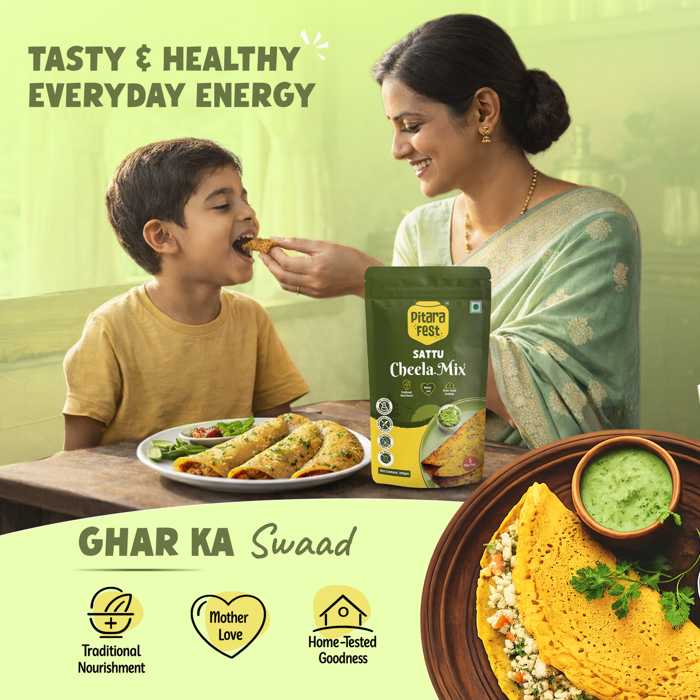 Smart Combo - Sattu Stuffing Mix 200gm & Sattu Cheela Mix 200gm