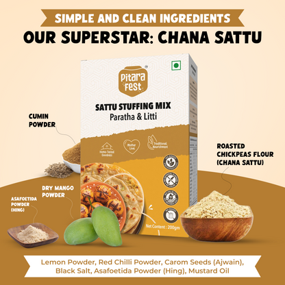Tasty Jodi - Sattu Stuffing Mix 200gm & Sattu Masala Poori Mix 250gm